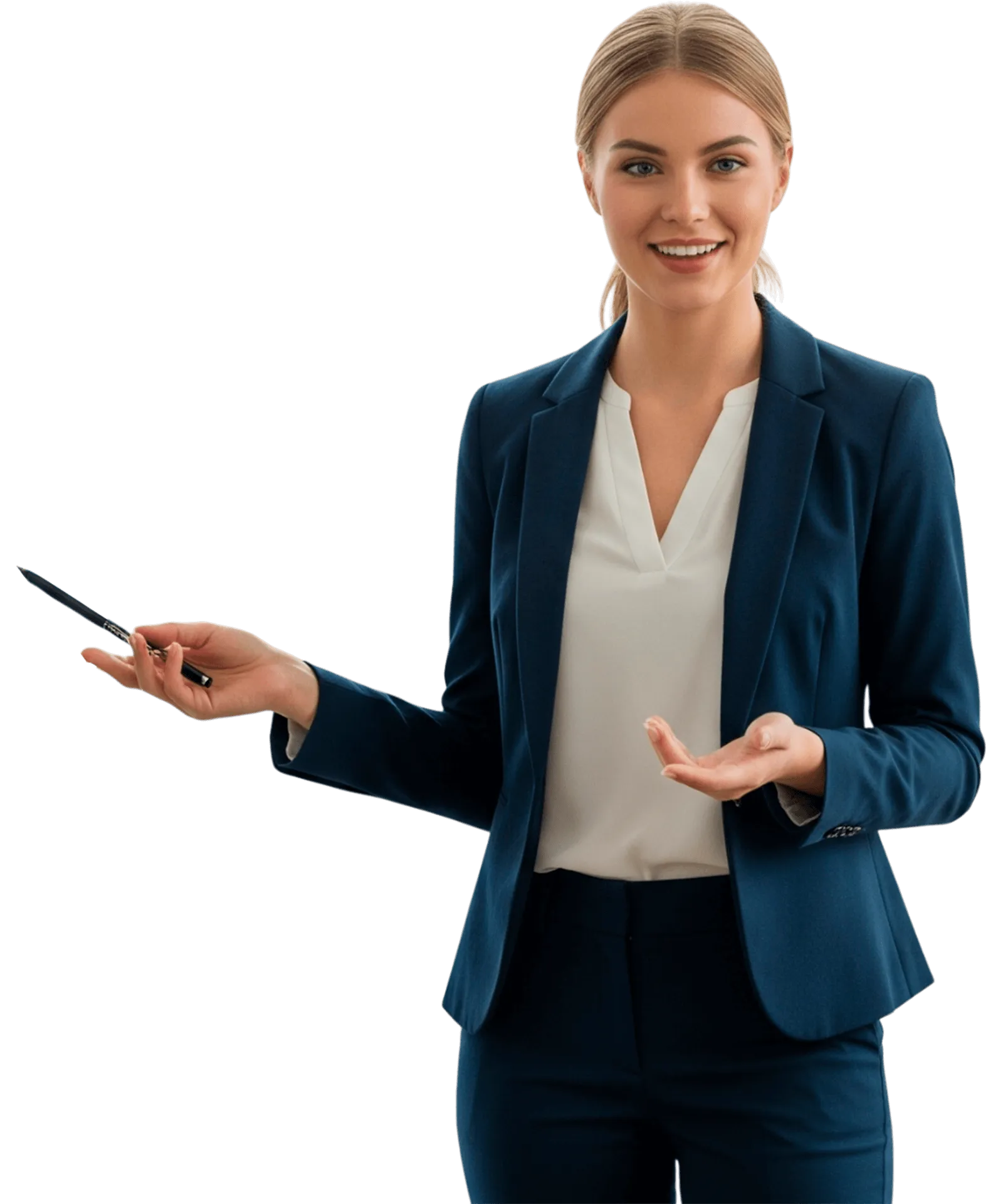 Consultora exponiendo